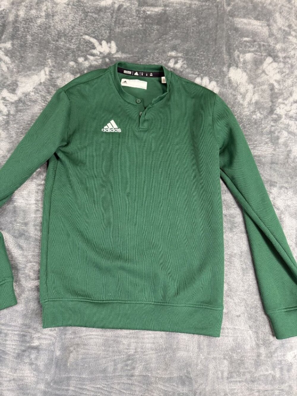 Adidas Mens Green Long Sleeve Henley Sweatshirt XS